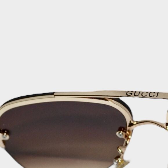 Gucci GG1221 Aviator Sunglasses | Brown Gradient Lens | 59-15-142 - Picture 5 of 14